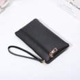 thumbnail image 2 of Bolso de mujer, color liso, con doble cremallera, tipo cartera para teléfono móvil, tipo clutch largo, 2 of 5