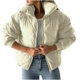 thumbnail image 2 of Xunlbb Winter Coats for Women Women's New Long Sleeved Zipper Winter Quilted Short Cotton Clothing Women's Long Sleeved Cotton Clothing,Size S-XL, 2 of 6