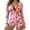 Y-Pink1, variant on Women Bodysuit Pajamas Long Sleeve V Neck Button Front Cute Print Stretchy Loungewear Romper for Sleep Party