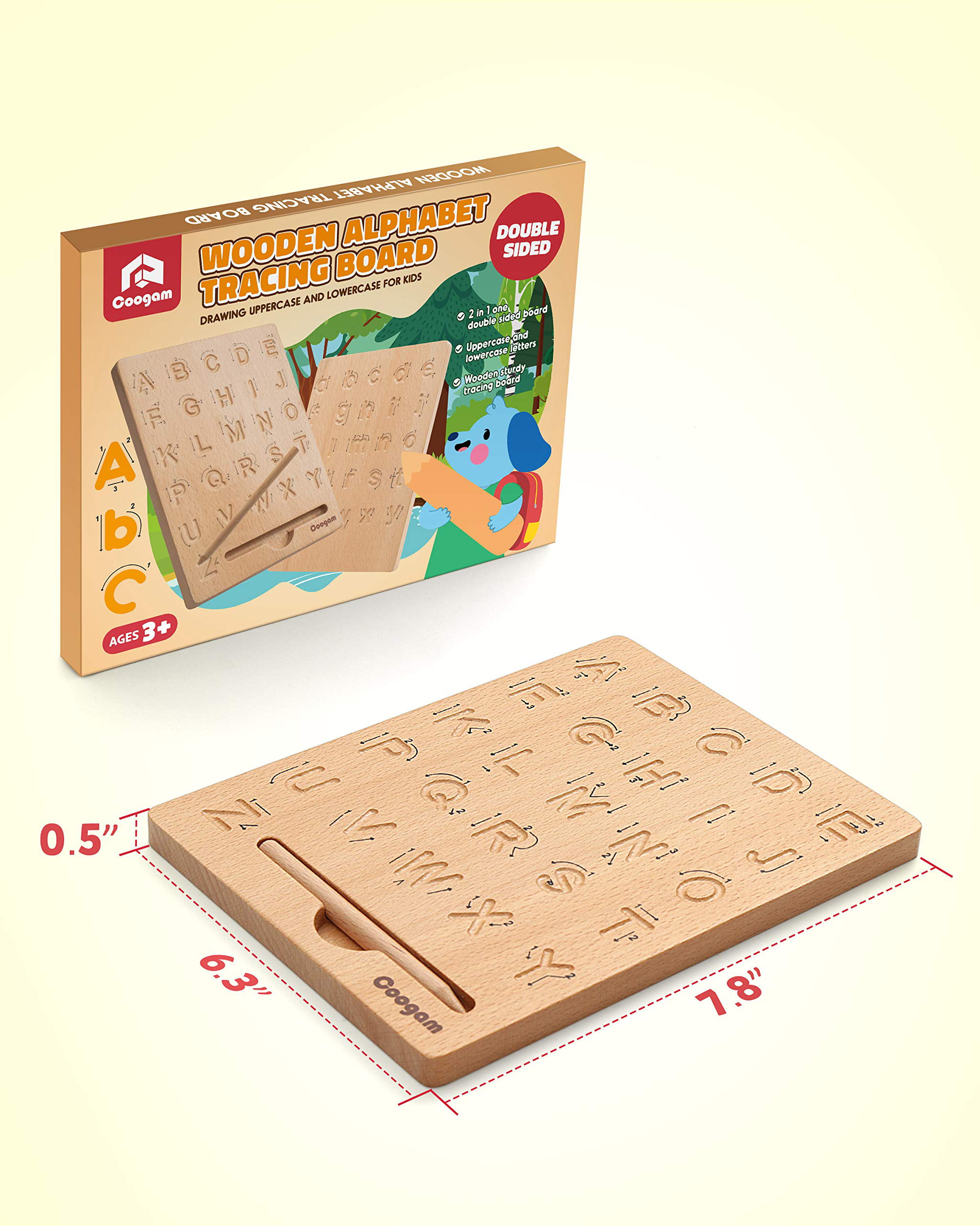 Terra Wooden Letters Practicing Board, Double-Sided Alphabet Tracing Tool  Learning to Write ABC Educational Toy Game Fine Motor Montessori Gift for  Preschool 3 4 5 Years Old Kids 