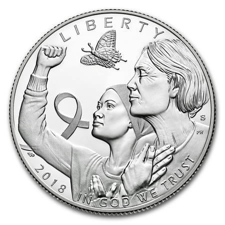 Clad Half Dollars - 2018 Breast Cancer Awareness Proof Clad Half Dollar (Box & COA)