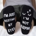thumbnail image 3 of Unisex Novelty Funny Saying Ankle Socks I Am Not Sleeping Just Resting My Eyes Letters Crew Hosiery Birthday Gifts 1, 3 of 6