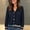 Black, variant on Women's Knit Cardigan with Pockets, Chevron Texture Button Down Long Sleeve Color Block Trim Casual Sweater Coat for Fall Spring Blue
