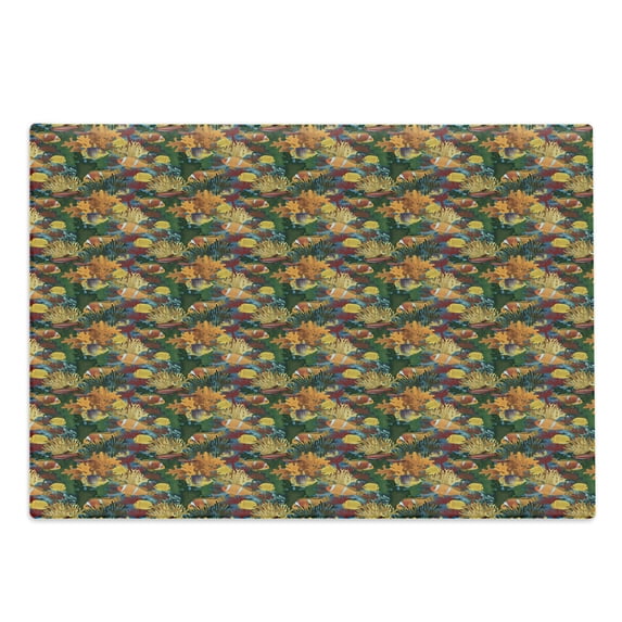 Clown Cutting Board, Continuous Colorful Underwater Pattern with Tropical Fish Type Reef and Corals Print, Decorative Tempered Glass Cutting and Serving Board, in 3 Sizes, by Ambesonne