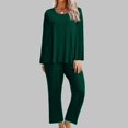 thumbnail image 4 of Women Pajamas Set Button Down Sleepwear Short Sleeve Nightwear with Long Pants Soft Pjs Set with Pockets, 4 of 6