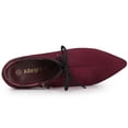 thumbnail image 4 of BLISSFUL STEP Women's Point Toe Block Heels Ankle Booties Burgundy 5.5, 4 of 7