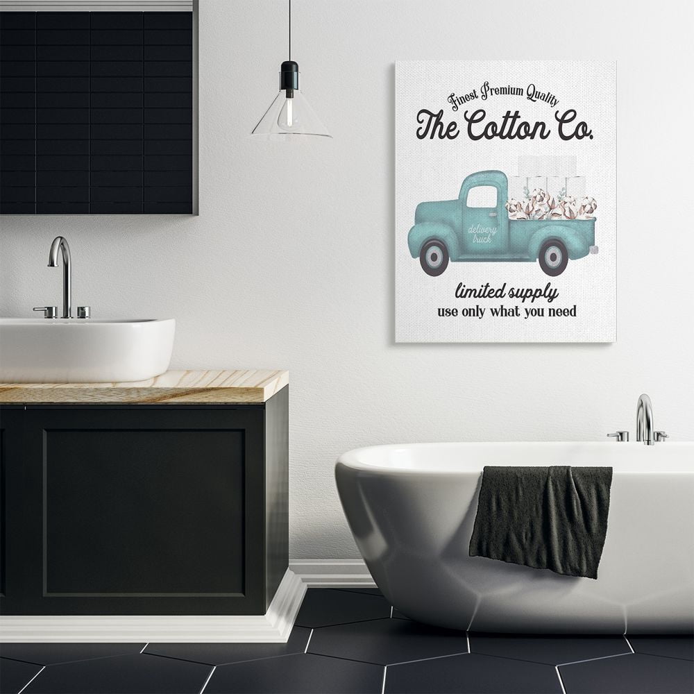 Stupell Industries Toilet Paper Family Bathroom Sign Premium Cotton Truck Canvas Wall Art Design by Lettered and Lined, 36" x 48"
