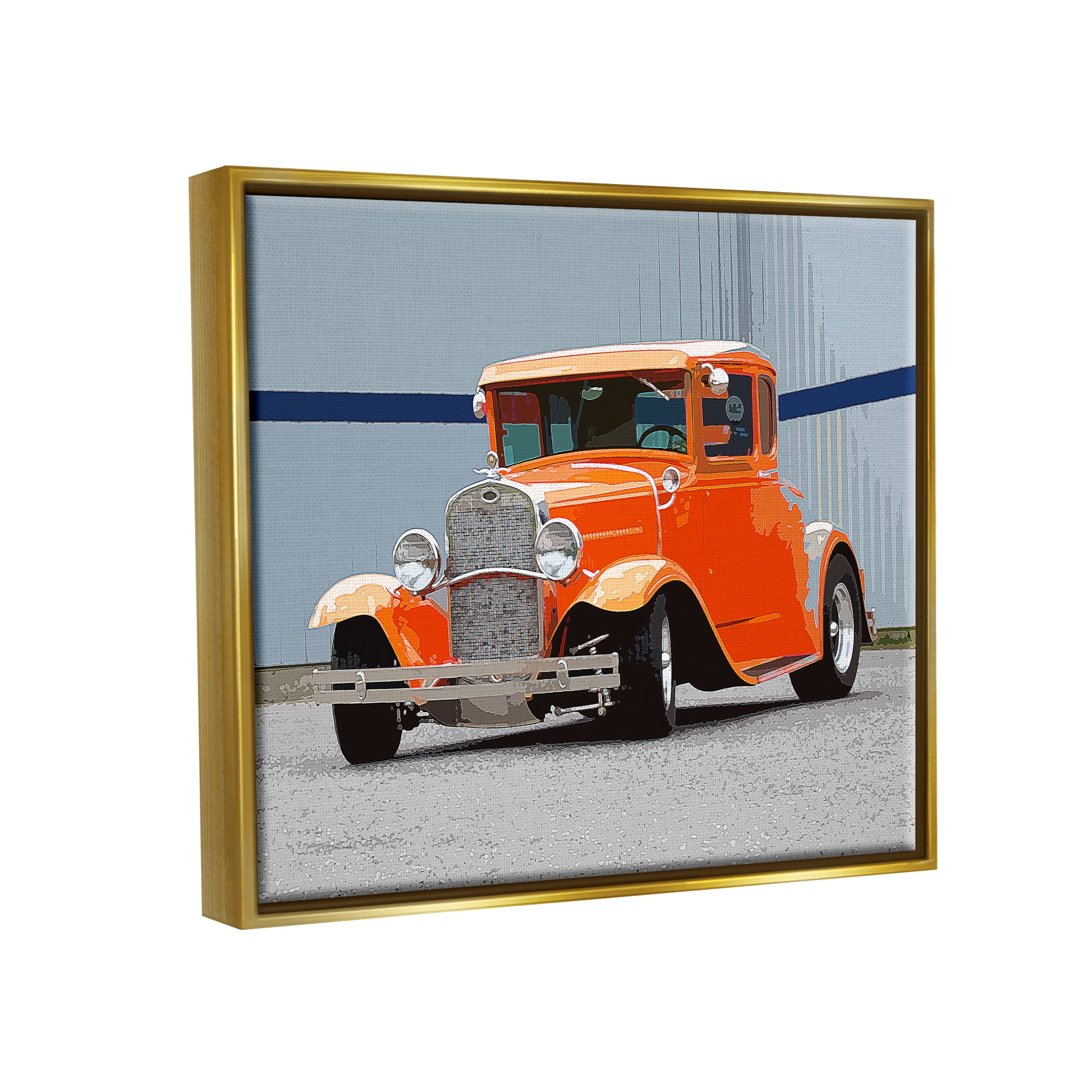Stupell Industries Antique Orange Buggy Transportation Painting Gold Floater Framed Canvas Art Print Wall Art, 31 x 25