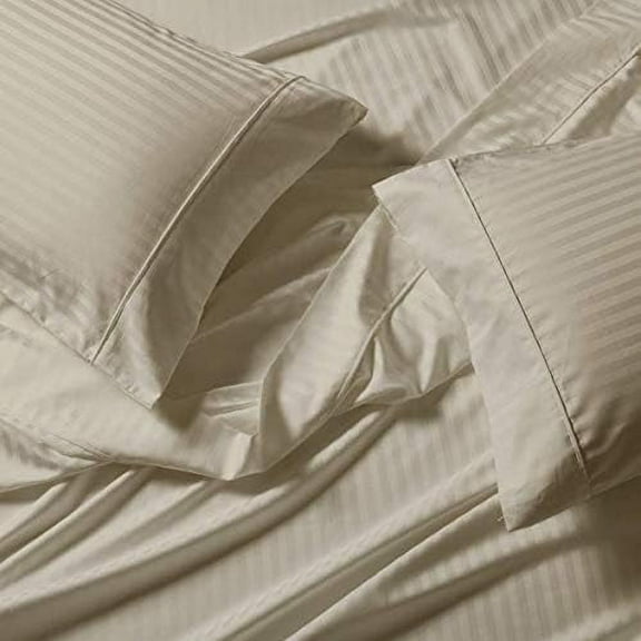 Striped 650 Thread Count, Cotton Blend 3PC Twin Extra Long XL Bed Sheets Set, Linen