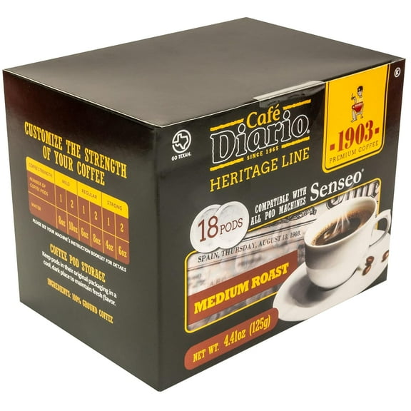 Heritage Line 1903 Coffee Pods, Medium Roast, 18 Count (Pack of 6)