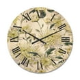 thumbnail image 1 of Designart 'Ancient Yellow Chrysanthemus I' Traditional Wood Wall Clock, 1 of 5