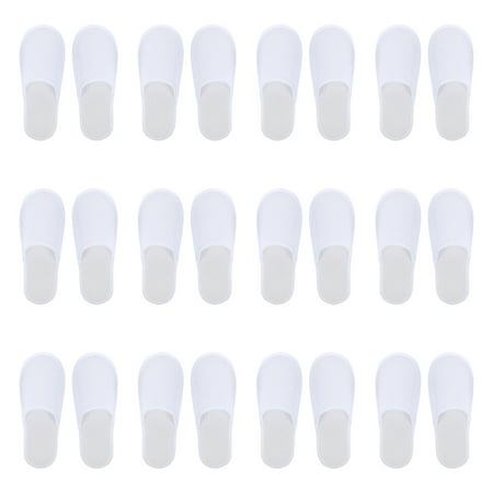 

24 Pairs Disposable Slippers Non-skid Coral Fleece Slippers for Home (White)