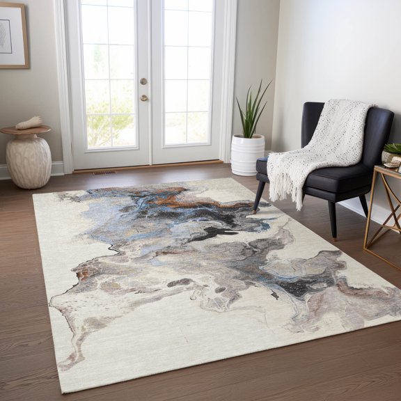 Addison Rugs Chantille Indoor/Outdoor Transitional Abstract Beige Washable Rectangle Rug, 2'6" x 3'10"