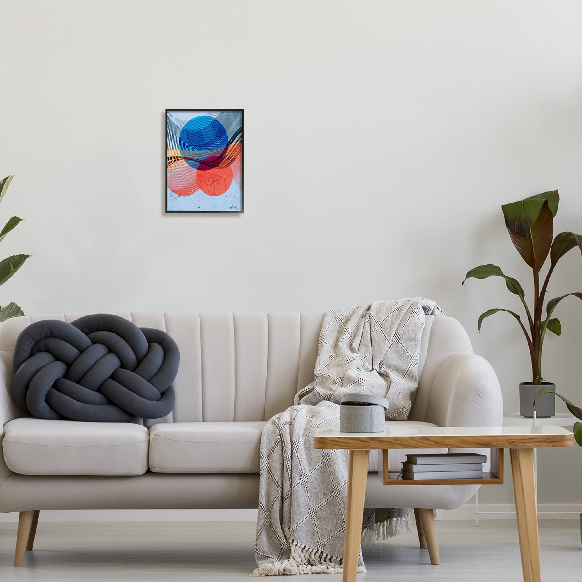 Stupell Industries Modern Circle Patterns Abstract Painting Black Framed Art Print Wall Art, 11 x 14