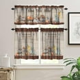 thumbnail image 4 of Farmhouse Retro Barn Berry Star Kitchen Valances Curtains Set,Vintage Wooden Autumn Pumpkin Floral Kitchen Valance Rod Pocket Short Drapes, 4 of 6