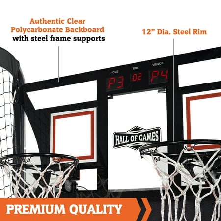 Hall of Games - 2 Player Arcade Basketball Game, Black/Grey