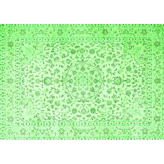Ahgly Company Indoor Rectangle Medallion Green Traditional Area Rugs, 8' x 12'