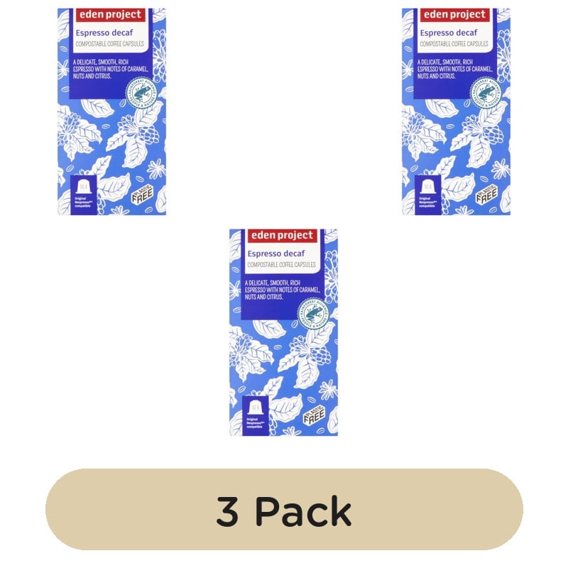 Eden Project Home compostable Nespresso capsules - Decaff, 10 pods per pack, British Import (Pack of 3)