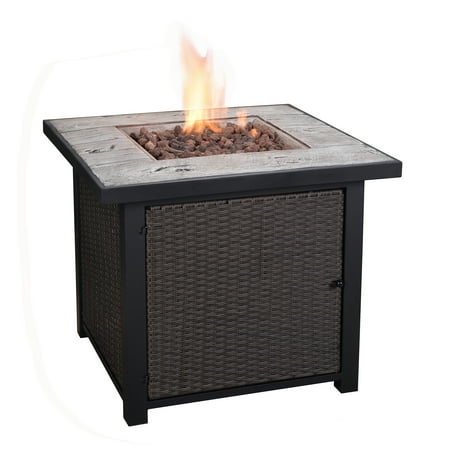 Peaktop Outdoor Square Propane Gas Fire Pit Walmart Com