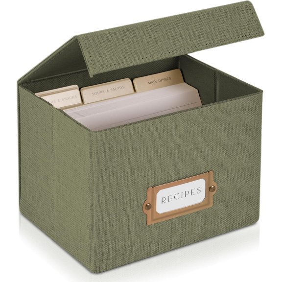 Beautiful Linen Recipe Box - Fits 4x6 inch Recipe Cards to Organize Up to 250 Recipes - Sturdy Card Holder and Great Gift for Any Kitchen - Cards Not Incl.