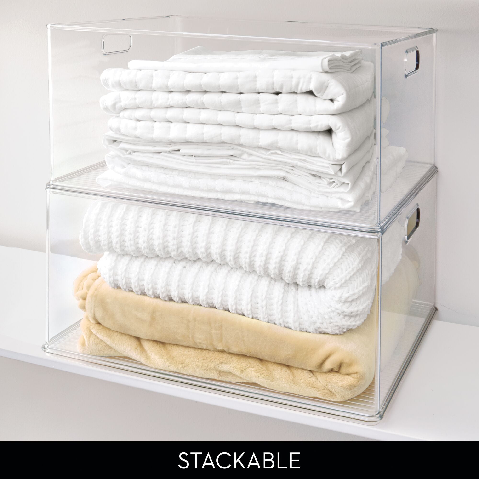 Stackable Plastic Storage Bin for Kitchen, Bathroom, or Office - Ideal for Household Storage or Organization