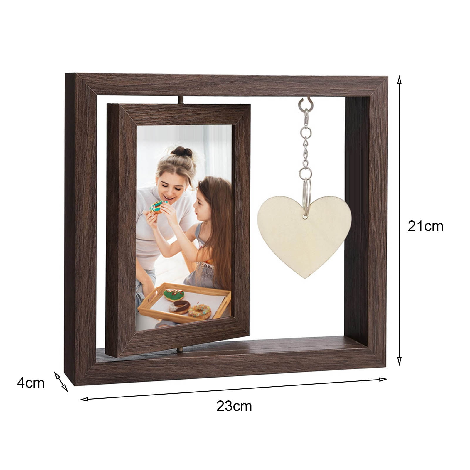 KMSS 6inch Rotating Couples Picture Frame Double-Sided Picture Frame with Engraved Heart Pendant Wedding Engagement Gifts for Boyfriend Girlfriend Wife Husband