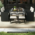 thumbnail image 4 of Costway 9 PCS Patio Dining Set with Tempered Glass Table & Ottoman Removable Cushions off-White, 4 of 10