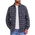 thumbnail image 1 of Camisetas de Bolsillo de Manga Larga de los Hombres de Moda Casual Suelta Botonada a Ajedrez Blusa de Cuello Turndown para el Invierno, 1 of 5