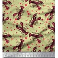 thumbnail image 1 of Soimoi Rayon Fabric Dot & Lobster Ocean Print Fabric by The Yard 42 Inch Wide, 1 of 3