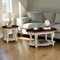thumbnail image 2 of Hassch Living Room Coffee Table Set of 3, Oval Coffee Table, 2 Sofa Side Table, 3-Piece Table Set with Storage Shelf, Beige, 2 of 9