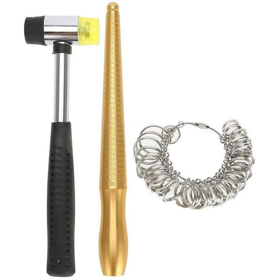 Ring Mandrel Set - 3pcs Jewelry Tools for Ring Sizing, Finger Measurement, and Crafting