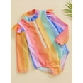 thumbnail image 3 of Mialoley Bikini pour Bébé Fille, Manches Longues Fermeture Éclair Rayé Coloré Maillot de Bain d'Été, 3 of 8