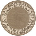 thumbnail image 3 of Bliss Rugs Indoor Outdoor Greek Key Round Rug for Living Room, Porch, Deck | Brown, 7'10''Round, 3 of 6