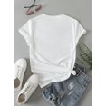 thumbnail image 2 of Camiseta de manga corta con estampado de eslogan y equipaje, camisetas gráficas para mujer, camisetas deportivas de ocio, 2 of 4