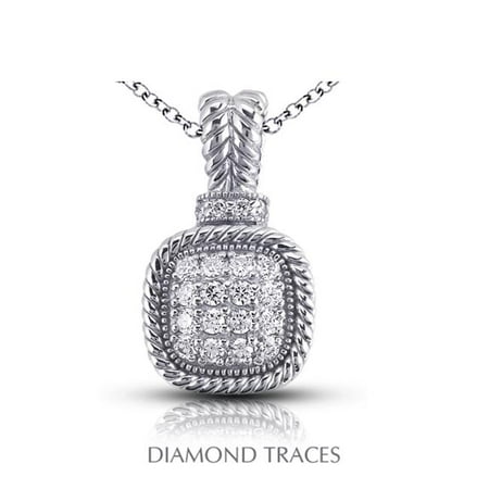 Diamond Traces UD-OS2750-9956 0. 50 Carat Total Natural Diamonds 14K White Gold Pave Setting Rope Edging with Milgrain