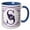 Blue/White, variant on 3drose, Pretty Purple Floral and Stripes Monogram Initial S, 11oz Two-tone Blue Mug