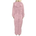 thumbnail image 4 of Women's Fleece Onesie Pajamas Hooded Romper Sleepwear Loungewear (Pink, M), 4 of 5