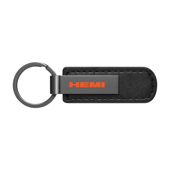 HEMI Logo Black PU Leather Strap Black Metal Bar LED Printed Logo Key Chain