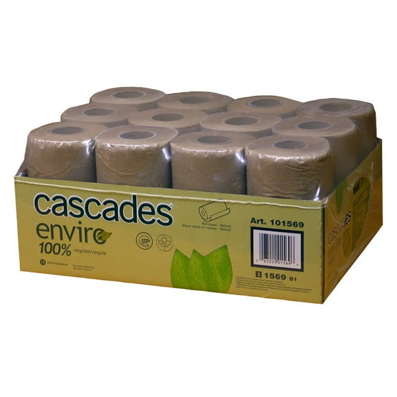 Cascades Enviro Rouleaux d'Essuie-tout en Papier Brun, Lot de 12