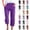 07# Purple, variant on Capri Pants for Women Casual 2026 Summer Drawstring Elastic High Waist Linen Pant Straight Wide Leg Cropped Trouser Dark Gray S