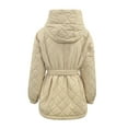 thumbnail image 6 of XFLWAM Women Winter Warm Zipper Jacket Coat Hooded Outwear with Belted Beige S, 6 of 7