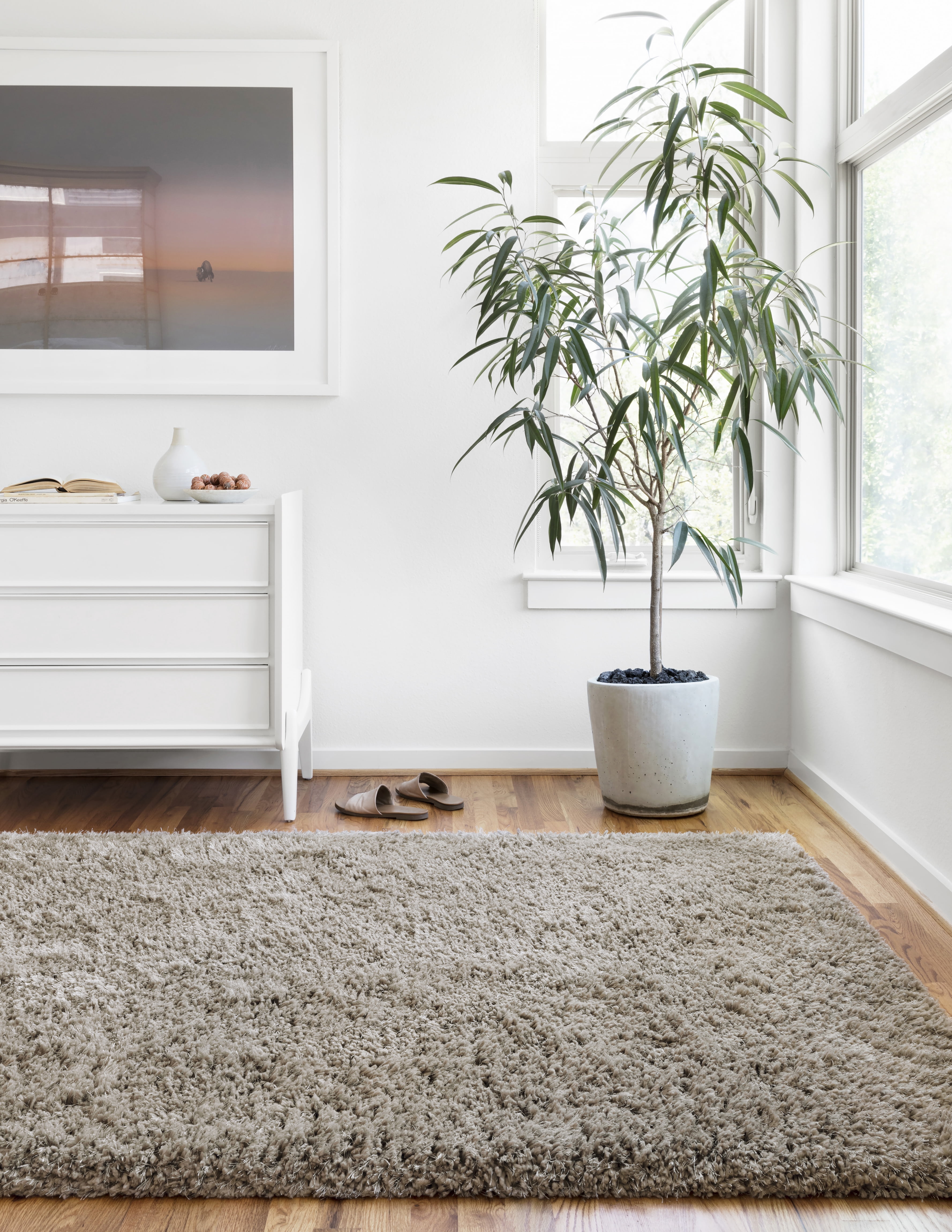 Loloi Mila Shag Solid Taupe Area Rug