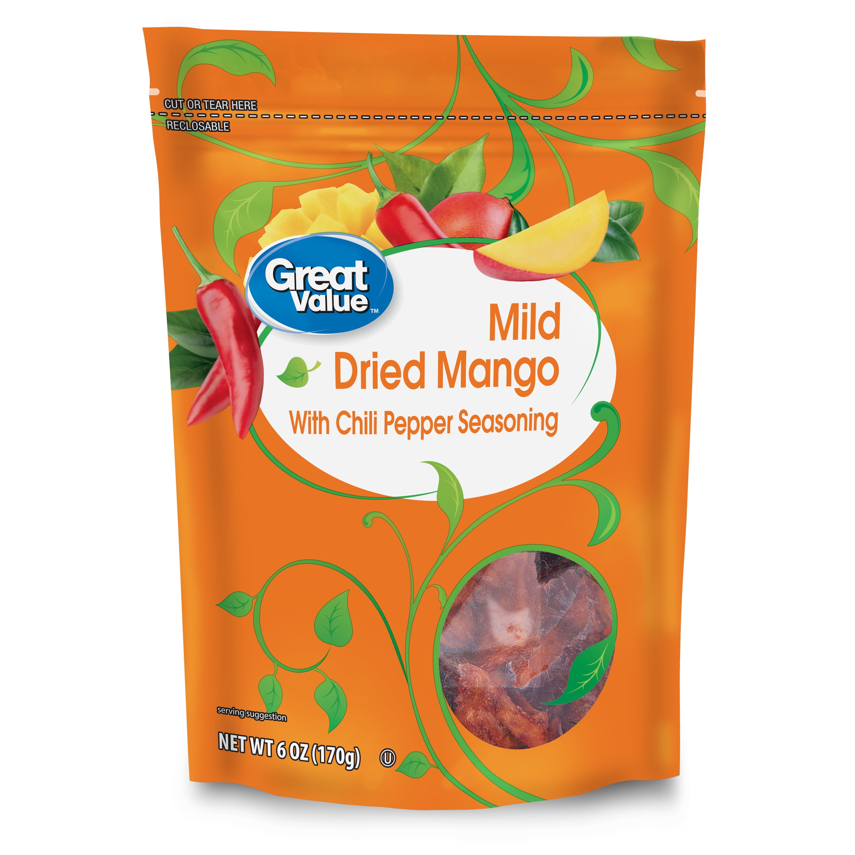 Great Value Mild Dried Mango with Chili Pepper Seasoning, 6 oz