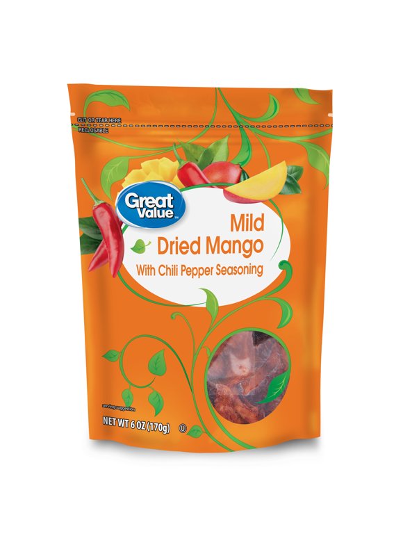 Great Value Mild Dried Mango with Chili Pepper Seasoning, 6 oz