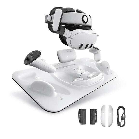 BOBOVR D3 Charging Dock All-in-One Power Station Compatible with Meta Quest 3 Headset Controllers and B100 Battery Simultaneously