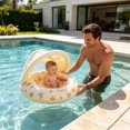thumbnail image 4 of UPF50+ Sun Protection Baby Float With Canopy, Soft Fabric Covered Foldable Baby Pool Float With Canopy and Safety Seat for Baby Swimming Pool Play, 4 of 5