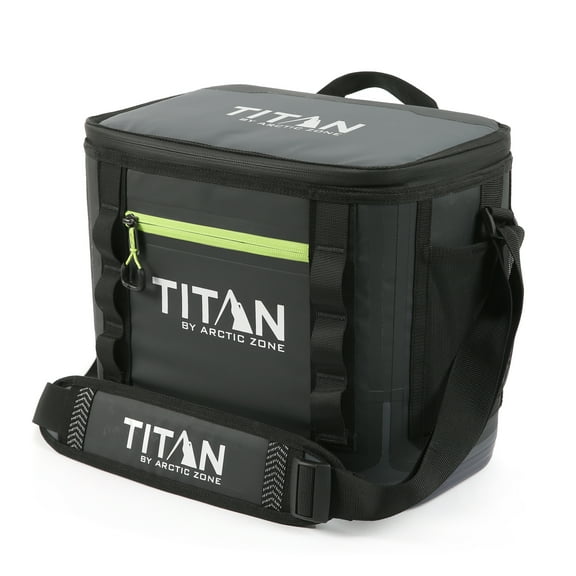 Titan by Arctic Zone 12 Can Waterproof Welded Soft Cooler, 8 Quart, Black/Green
