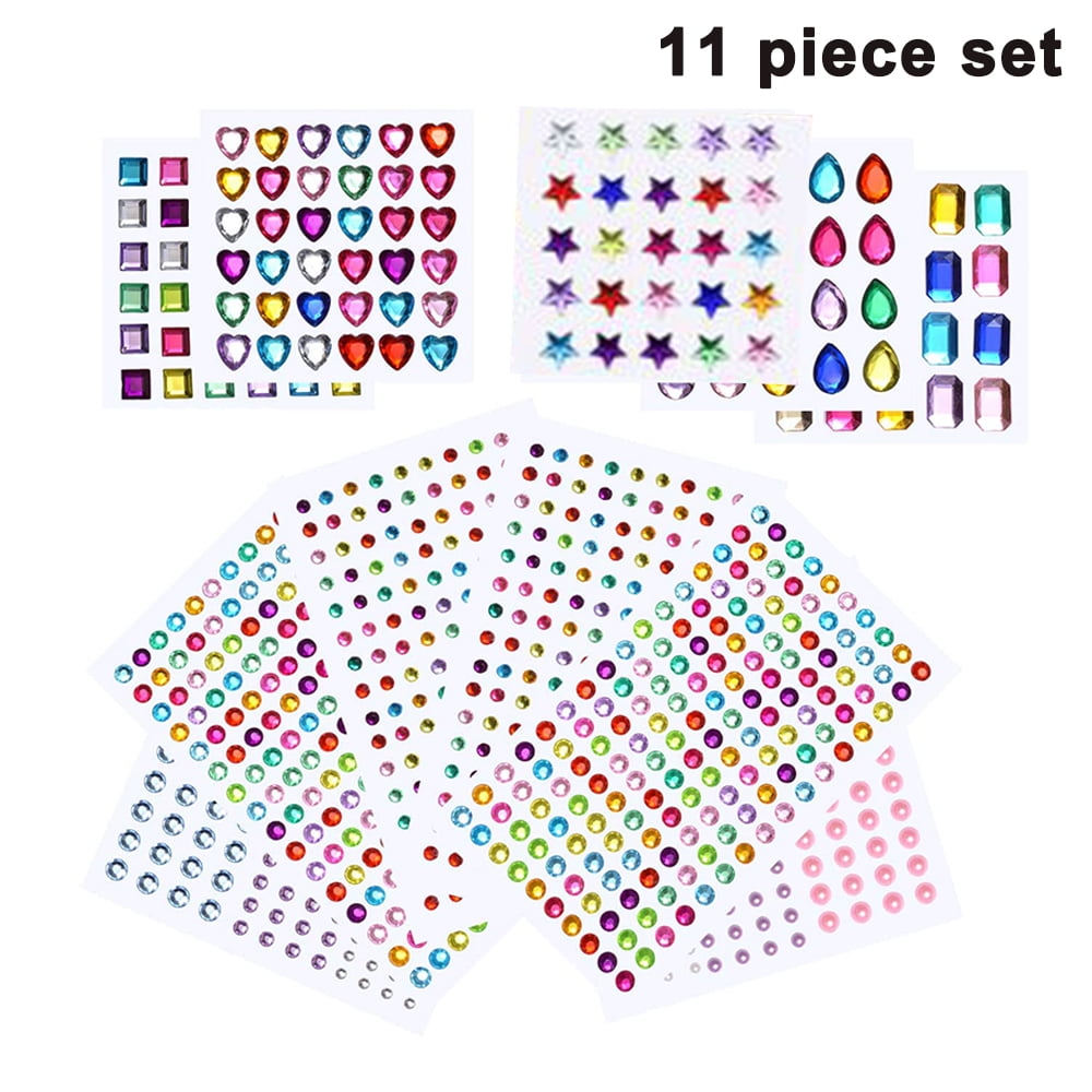 9 Sheets Rhinestone Stickers Self-Adhesive Multicolor Crystal Gem Sticker Assor 