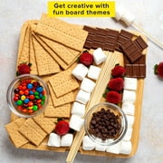 Tasty Natural Bamboo Cheese Board and Charcuterie Tray with Hidden Drawer, Utensils, Markers, and Chalk, 13 x 13