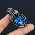 thumbnail image 4 of Natural Blue Topaz Gemstone Handmade Copper Wire Wrap Gift Pendant 2.17", 4 of 4